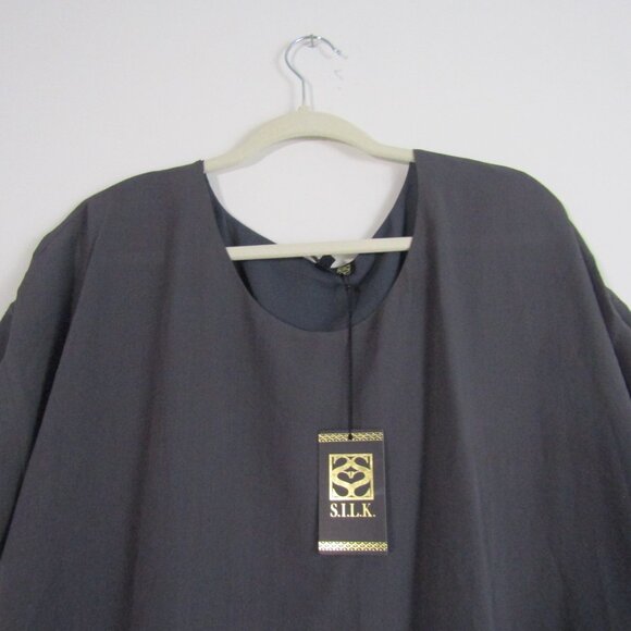 S.I.L.K. Women's Top Medium Gray Oversized Business Casual Silk Office - Picture 2 of 8